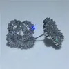 Vecalon Flower Shape Earring Clear Diamond 925 Sterling Silver Engagement Wedding Stud örhängen för kvinnor Brudsmycken280R