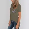 Летний 2020 Женский плюс-размер футболка, леопардовый печатный карманный с коротким рукавом повседневная футболка, женская футболка для женщин