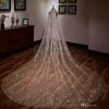Luxe 2019 Champagne or 3 mètres de Long voile de mariage paillettes voiles de mariée une couche bord coupé voile étincelant avec peigne