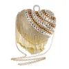 Designer- Special Heart Shape Evening Bag Luxury Tassel Diamond Day Clutch Gold Women Wedding Bags Chain Handbag Totes bolsos mujer ZD372