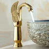 Basin Faucets New High Swan Faucet Arch Design Luxury Wash Mixer Taps Brass Hot And Cold Taps Gold Plated Single Hole Tap