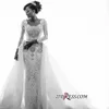 Luxe Dubai Arabische zeemeermin trouwjurken met lange trein lange mouwen kralen parels bruidsjurken trouwjurk vestido de novia