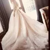 Chic Long Sleeves Ball Gown Dresses Lace Applique Sexy Off The Shoulder Custom Cathedral Train Wedding Dress Vestidos De Novia 403