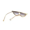 Sunglasses Women New Fashion Cat Eye Sun Glasses Female Diamond Flat Top Eye Wear UV400