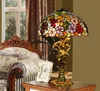 Tiffany European Table Lamps Stained Glass Desk Lamp Baroque Style Alloy Loving Heart Goddess Sculpture Base Flowers Lampshade Led Lux