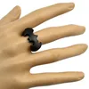 Personalidade Punk Preto dedo anelar Bangle Pulseira de Punho (Anel + pulseira) Conjunto de jóias