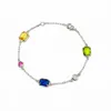 Elegancki niebieski żółty zielony kryształowy bransoletka 18k złota 925 Srebrna bransoletka dla kobiet prezent biżuterii174o