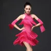 5 couleurs femmes filles, bleu rouge noir Sexy paillettes gland robe à franges pour Salsa/salle de bal Costumes de danse latine
