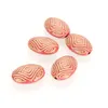 100 pcs Acrylic Flat Oval Pattern Beads With Gold Lined Antique Design Deads For Diy Jewelry Making Accessories