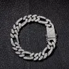 Bracciale Figaro ghiacciato 13mm Bling Miami Cuban Link completo Rhinestones Hiphop Mens Bracelets Hip Hop Jewelry342i