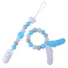 Niemowlę silikonowe pacyfikator koralików + zestaw akcesoriów do karmienia dziecka Bezpieczne uchwyty pacyfikatora z plastikowym pierścieniem klipu piórowe zabawki