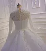 Luxury Muslim Long Sleeves Ball Gown Wedding Dresses 2020 High Neck Lace Appliqued Beaded Plus Size Bridal Gowns robe de mariee263H
