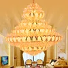 LED MODERNE GOUD CRYSTAL KRAPELiers Amerikaanse gouden lotus bloem kroonluchter lichten armatuur hotel lobby villa huis indoor verlichting grote trap hangende lamp