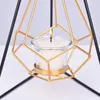 Styl Nordic Gold Geometryczny Świeca Metal Tealight Candle Stand Holder Z Kutą Żelazo Wiszące Rack Decoration Home Craft Y200110