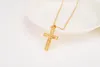 Men 24 k Solid Gold GF Cross Necklaces Whole Crucifix Pendant Women Jewelry Fashion Jesus Decoration Dress295r