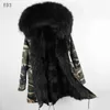 Blue Fox Fur Lining Camouflage Shell Long Parkas Raccoon Fur Trim Trim Threshold Furs Furs Jackets Germany France