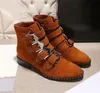 Diseñador de moda Contador de sincronización nuevas botas de medalla de cuero negro rojo naranja Mujeres Hebilla Zapatos de bota de montar