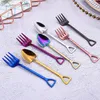 Dessert Fork Spoon Stainless Steel Cocktail Tasting Appetizer Cake Fruit Forks and Tea Dinner Server Spoon Kitchen Accessory Wedding Party