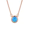 Luckyshine 5 pcs Top Quality Round Fine Blue blanc Opal Gemstoe Silver Pendants Women's Rose Gold Charm Collier pendentif Jew304M