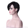 Hot Selling Classical Rihanna Style Värmebeständig Svart 1B Färg Kort Straight Weman Syntetisk Ladys Hair Wig Daily Natrura Wigsl