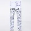 Men's Jeans Mens Autumn Denim Trousers Letter Spaper Printing Casual White Pants Male Painted Skinny Plus Size265G