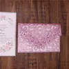 Gorgeous Rose Gold Wedding Invitations Glitter Laser Cut Inbjudningskort Kort för bröllop Bröllop Dusch Förlovningsfödelsedag Graduation Inbjudningar