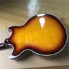 Ücretsiz kargo el yapımı Johnny A caz elektro gitar, Yarı içi boş gövde VOS sunburst renkli gitar