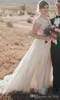 Eleganckie Suknie Ślubne Koronki Szyfonowa Szyfonowa Aplikacja Illusion Bors Wedding Suknie Ślubne Suknie Ślubne Vestido de Noiva