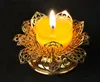 Butterlampe Sockel für leichte Buddha-Öllampe vergoldete Kerzenständer Lotus Multifunktions Hohl Filamente Butterlampe Halter 2 stücke