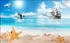 Personalizado 3D Mural Papel De Parede Sala De Estar Quarto Sofá TV Papel De Parede De Fundo Bela praia seascape coco árvore Foto Papel De Parede À Prova D 'Água