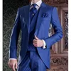 Yakışıklı Bir Düğme Groomsmen Tepe Yaka Damat smokin Erkekler Düğün / Gelinlik / Akşam Sağdıç Blazer (ceket + pantolon + Kravat + Vest) Suits 907