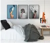 Modern Posters and Prints Flowers Feather Women Print Oil Painting Canvas Wall Art Pictures for Living Room Home Decoration