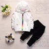 Frühling Baby Casual Trainingsanzug Kinder Jungen Mädchen Baumwolle Reißverschluss Jacke Hosen 2 Teile/sätze Kinder Freizeit Sport Anzug Säuglingskleidung