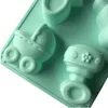 Pacifier Foot Modeling Cake Molds Baby Shower DIY Handmade Soap Mold 6 Holes Position Green Silicone Moulds 5xg L1