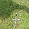 Vintage Modeschmuck 925 Sterling Silber Pavé Weiß Klar 5A Zirkonia Ewigkeit Damen Kreuz Anhänger Hochzeit Halskette Mit Kette Geschenk