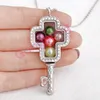 K1445 серебряный цвет Иисус крест ключ может открыть жемчужные бусины клетка с горный хрусталь магнитное стекло плавающий медальон подвески женщины подвески ожерелье