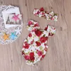 2 sztuk / partia Niemowlę Baby Garnitur Noworodka Toddler Drukuj Romper Headband Moda Cute Suit Bodysuit Kombinezon Odzież Stroje