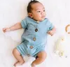 Toddle Summerbaby Rompertjes Snoep Kleur Jumpsuit Pasgeboren Solid Button Bodysuit Boys Klim Kleding Zuigeling Baby Designer Kleding 3-24M AYP6398