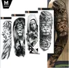 Auf Lager! Großer schwarzer voller Arm Tattoo Body Art Aufkleber Drachen Wolf Auge Schädel Boot Design wasserdicht temporäre Tattoo Transferpapier