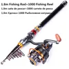 Sougayilang 1.8-3.6m Teleskopisk fiskestång och 11BB Fiske Relhjul Portable Travel Fishing Rod Spinning Rod Combo