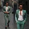 Green Winter Groom Wear Slim Fit One Button Peaked Lapel Mens Business Formal Prom Tuxedos Best Man Blazer Suit (Veste + Pantalon)