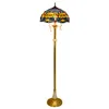 Moderne creatieve tiffany vloerlamp staande licht geel blauw gebrandschilderd glas libel 3 licht antieke basis vloer licht