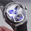New 45mm Admiral's Cup Bubble Tattoo Carving Punk Rose Gold Black Dial Big White Skull Automatic Tourbillon Mens Watch Rubber Puretime Cool