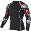 Grossist män kompression skjortor hud tätt termisk under långärmad tröjor rashguard crossfit träning träning träning sportkläder