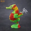 6 inch hookah Glass water pipes Seahorse shape silicone smoking pipes bongs with 14mm glass thick bowl