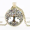 Fashion Tree of Life Pendant Necklaces Time Gem Cabochon Glass charm Silver Black Bronze Link chain For women Men s Luxury Jewelry