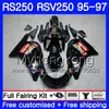 Kropp för Aprilia RS-250 RSV250 RS250 1995 1996 1997 Bodwork 319HM.5 RSV250RR RS250R 95-97 RSV 250 RR RS 250 Glansig svart 95 96 97 Fairing