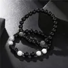 Charm Bracelets White Black Beads Couple Bracelet Accessories Men Braclets 2Pcs/Set CZ Ball Erkek Bileklik Jewelry Mens For Women1