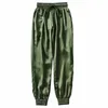 Sommar satin last byxor kvinnor europa lösa casual sport joggar streetwear