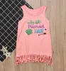 Kinderen meisjes jurken brief prinses jurk kwastjes kids strand jurken mouwloze meisjes outfits zomer kinderkleding roze kleuren DHW2845